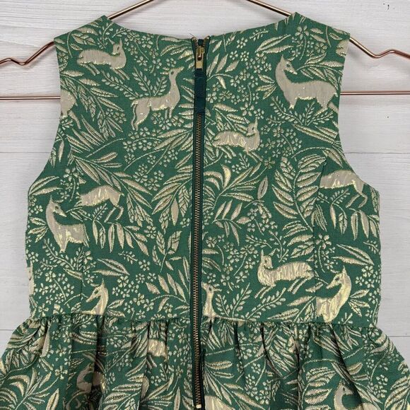 J.Crew Crewcuts Girls Dress Size 6 Green Reindeer Print Sleeveless Jacquard NEW - Picture 6 of 14